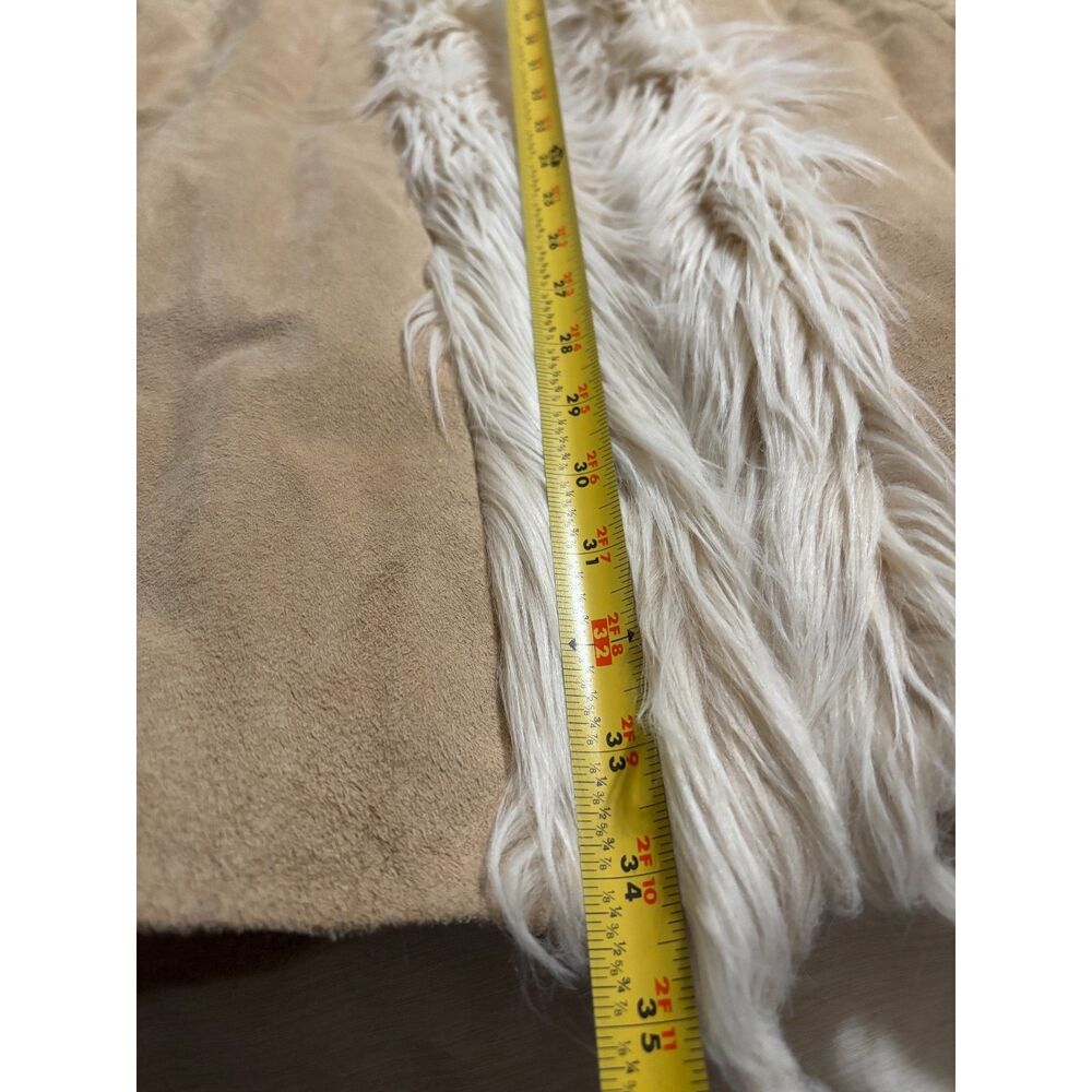 Mixit Suede Leather Faux Fur Coat Western Boho Y2K Vintage Jacket Petite L - Picture 8 of 11